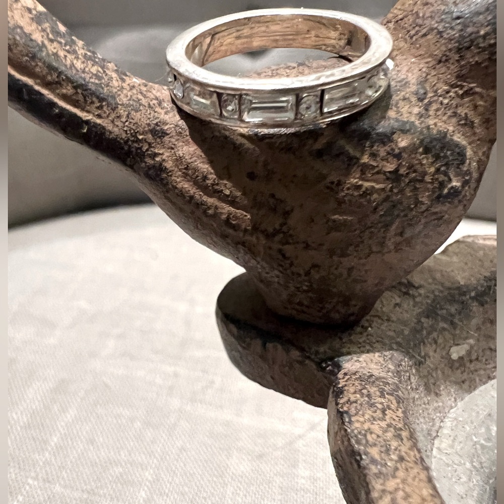 Baguette and Round Cubic Zirconia Eternity Band in Sterling Silver